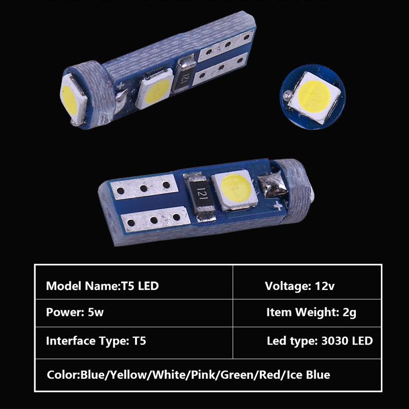 50/100Pcs T5 Led Bulb W3W W1.2W Led Canbus Car Interior Lights Dashboard Warming Indicator Wedge Auto Instrument Lamp 12V Green