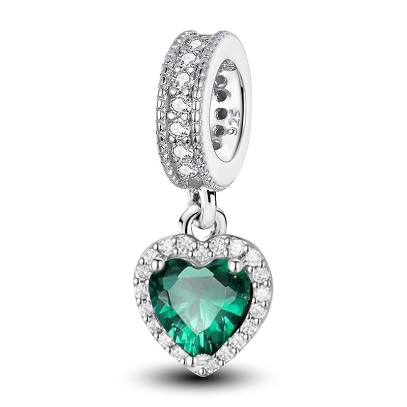 Copper Fashion Zircon Red Love Heart Charms Beads Fit Original Pan Bracelet Bangles Diy Fine Jewelry For Women