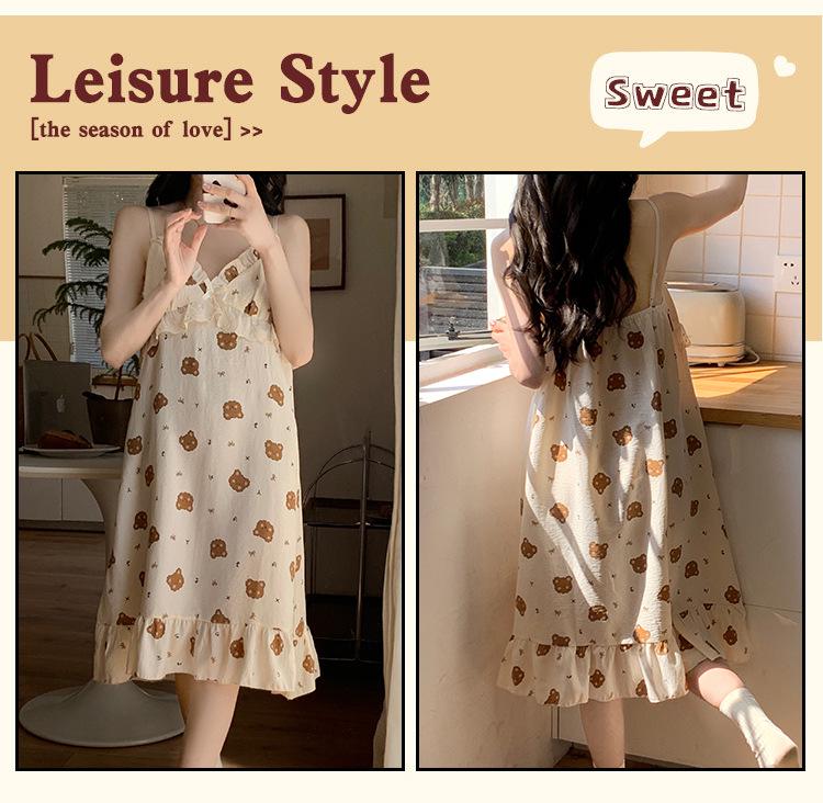 2025 Sweet Princess Style Cloud Cotton Camisole Set with Chest Pads for Women - Summer Home Pajamas