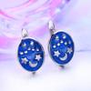 LSOOYH Clip Earrings Moon StarFashion Earring For Women Geometry Cubic Zirconia Blue Stud Earrings Jewelry