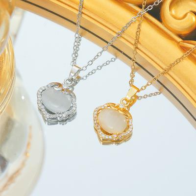 Oval Cat Eye Stone Love Niche New Style Design Pendant Temperament Necklace for Women