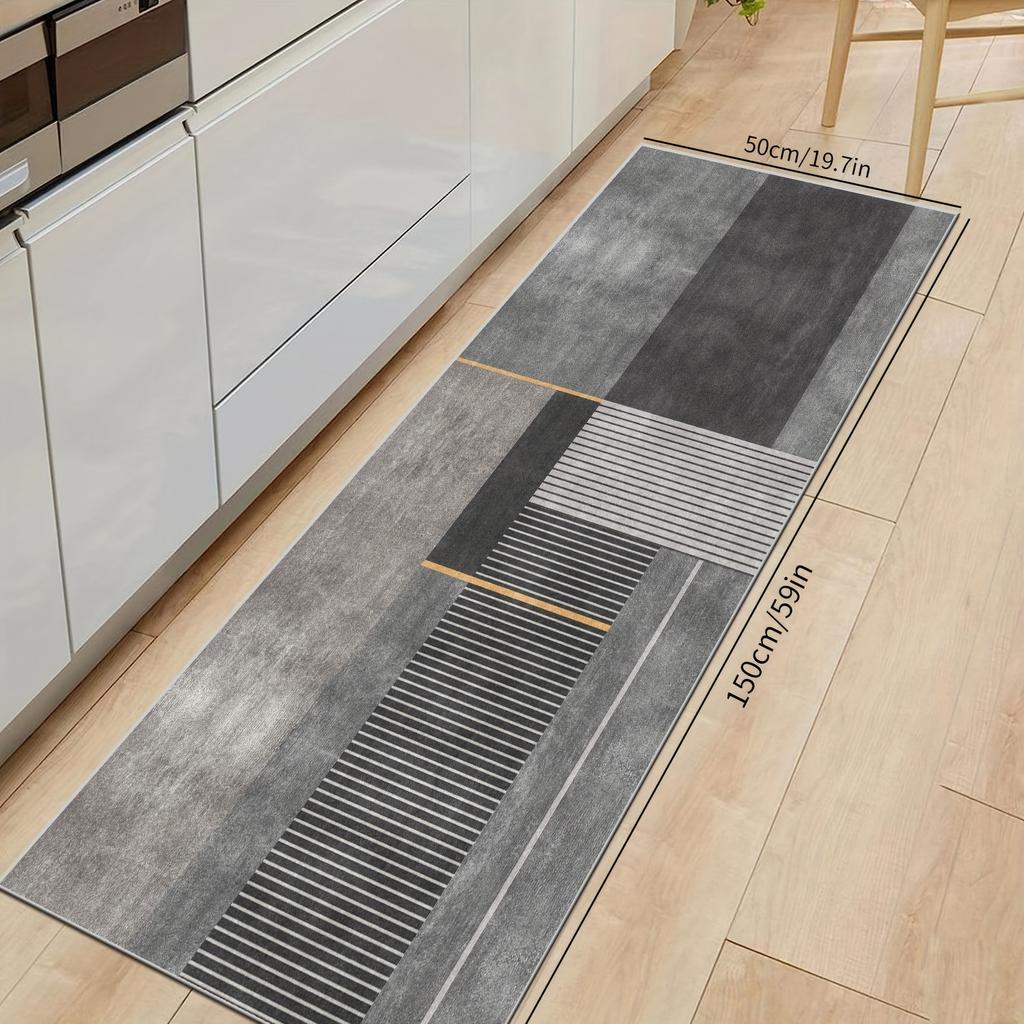 Gray Striped Geometric Carpet Doormat Long Hallway Rug Living Room Carpet Rug For Bedroom Bedside Floor Mat Home Decorati