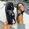 Summer Velcro Beach Sandals Women's New Toe Cross Belt Large Size Flat Sports Sandals