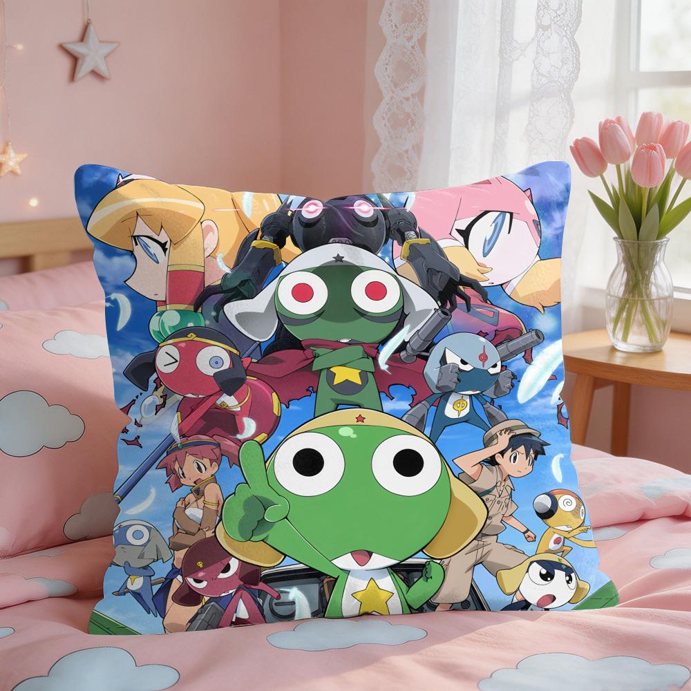 Cartoon Keroro Gunsou Frog Cushion Cover Square Short Plush Pillow Case Living Room Sofa Home Decor Funda X