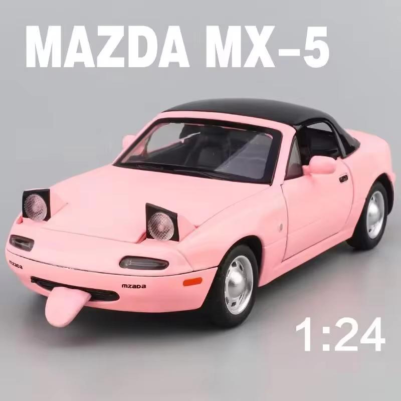 New 1:24 Mazda Miata MX5 MX-5 Alloy Scale Car Model Diecast Metal Miniature Car Sound Light Collection Children Toy Vehicle Gift