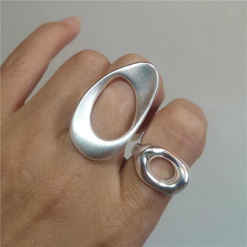 Korean Fashion Hollow Irregular Geometric Silver Color Open Rings For Women Girl Simple Party Aesthetic Jewelry Accessories Gift