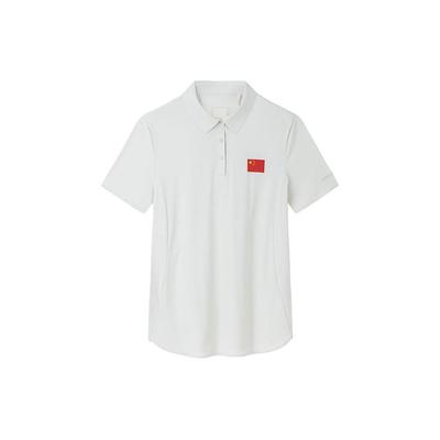 Champion Series Solid Color National Flag Logo Pullover Short Sleeve Polo Shirt Women Polo Shirts Paper-Sand-Yellow 162330103-2
