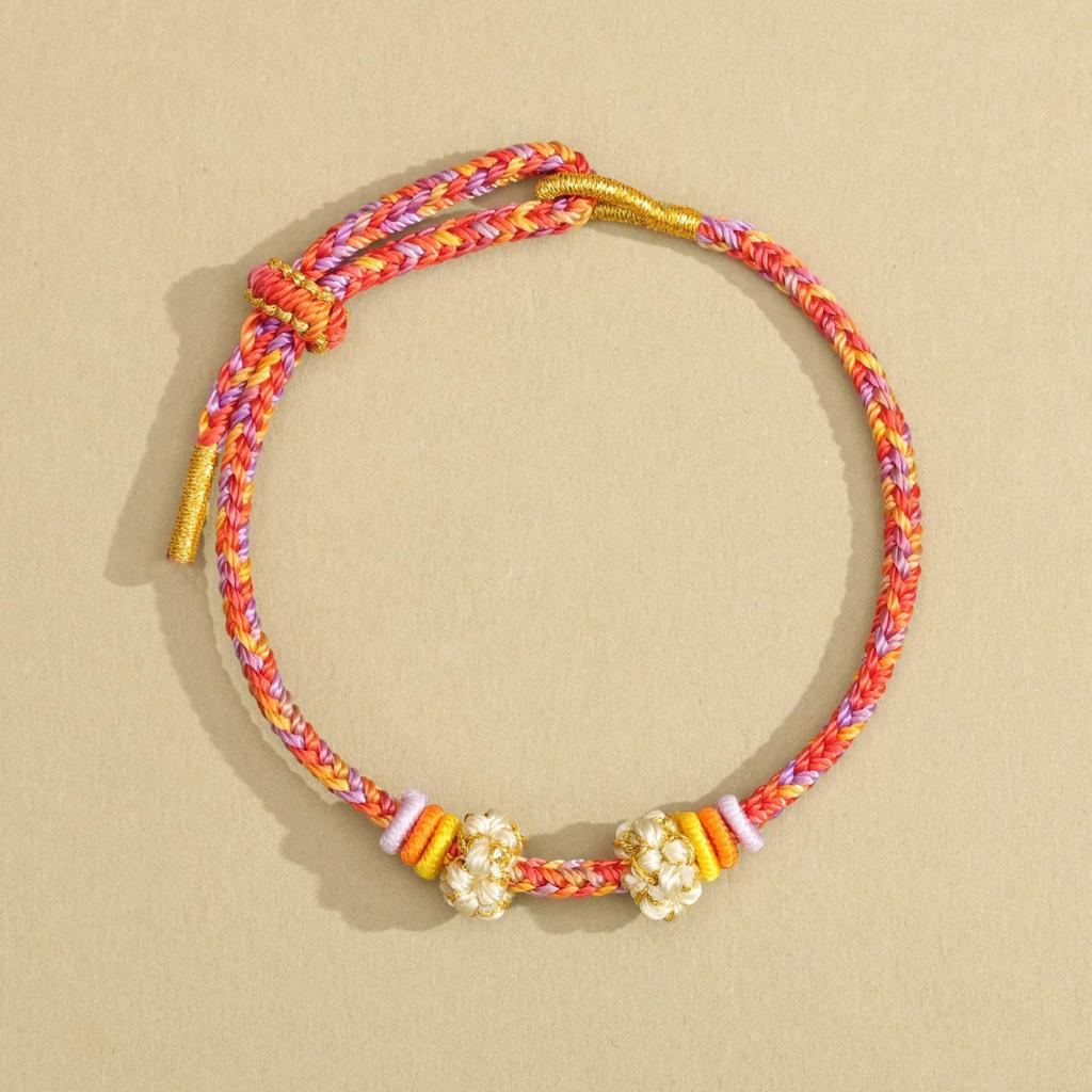 Handmade Eight-Strand Woven Red Rope Bracelet for Beading - Ethnic Style Birth Year Charm