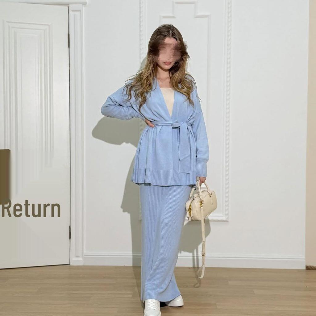 2025 Autumn Lace-Up Knit Sweater Cardigan Dress: Warm, Versatile, and Stylish for Cross-Border Fashion