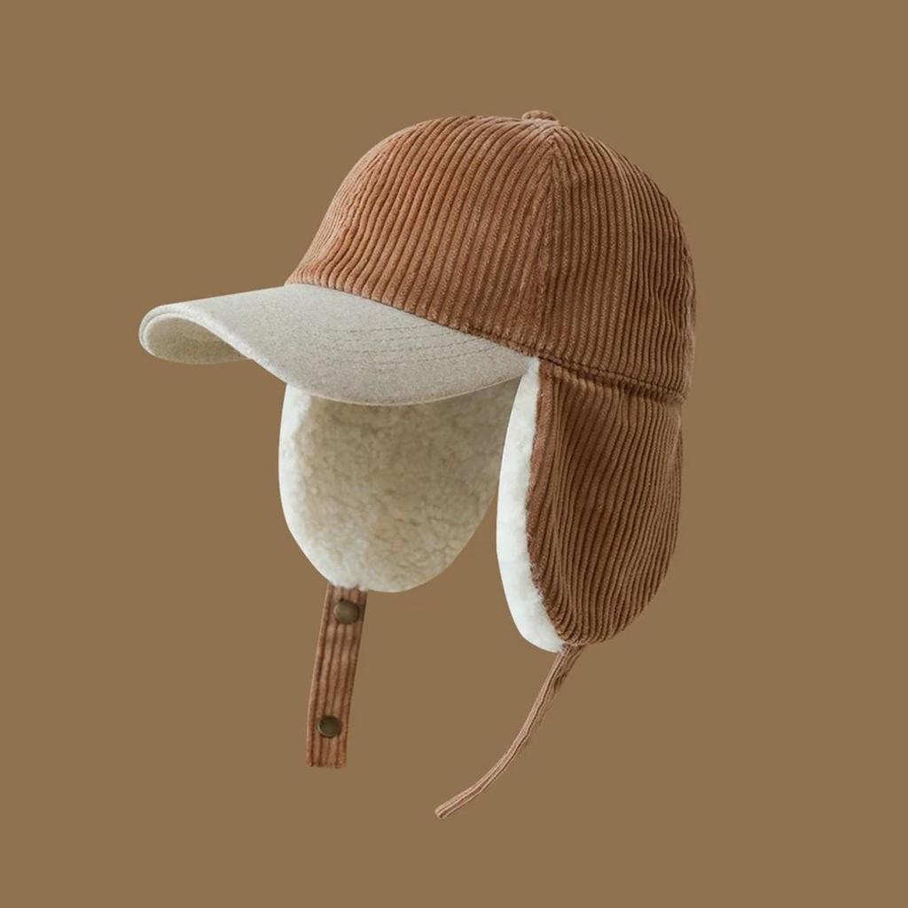 Autumn Winter Fleece Lamb Wool Baseball Cap for Women, Outdoor Warm Fleece Hat, Windproof Earflap Thermal Baseball Cap Unisex