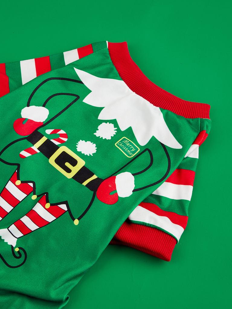Dog COS Jumpsuit  Santa Claus Printed Soft Striped Dog Clothes  Dog Pajamas Costumes for Small Medium Puppy Dog Cat Warm Apparel