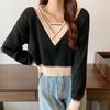 Elegant Knitted V Neck Pullover Sweater Women's Autumn and Winter Fashion Loose Outer Bottoming Shirt 2025 New Casual Simple Short Tops Clothing