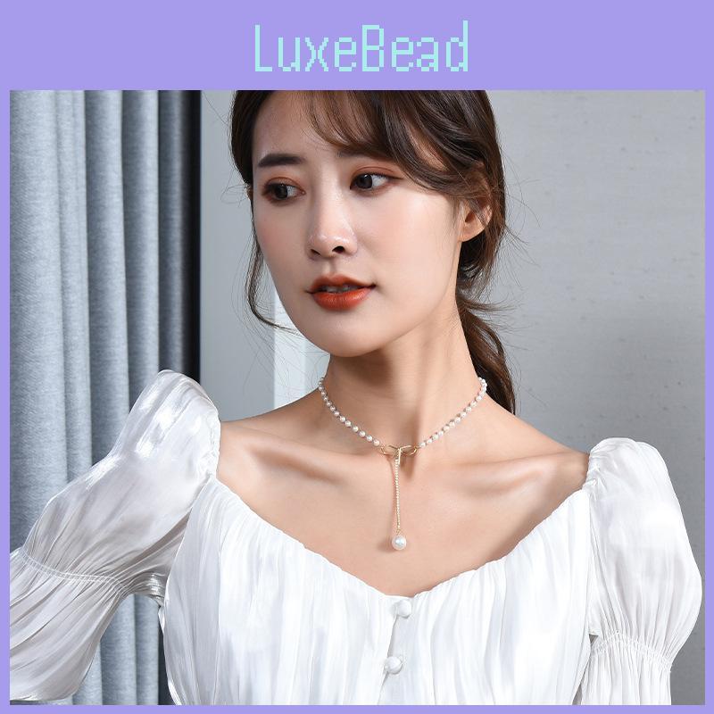 Elegant Butterfly Knot Pearl Necklace For Women In Trendy Korean Style With Unique Design Features