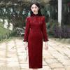 Womens Long Sleeve Winter Knit Velvet Cheongsam Dress With Stand Collar Oblique Placket Retro Style Thick Warm Coat