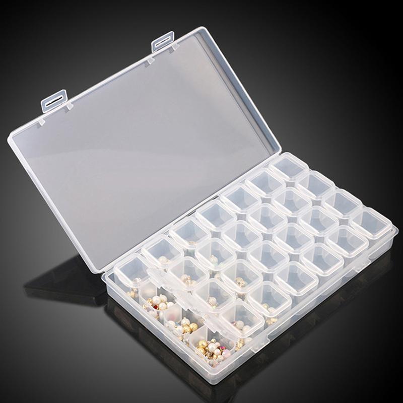 28 Compartment Adjustable Clear Plastic Storage Box For Jewelry Earrings Beads Screws Small Accessories Storage Box