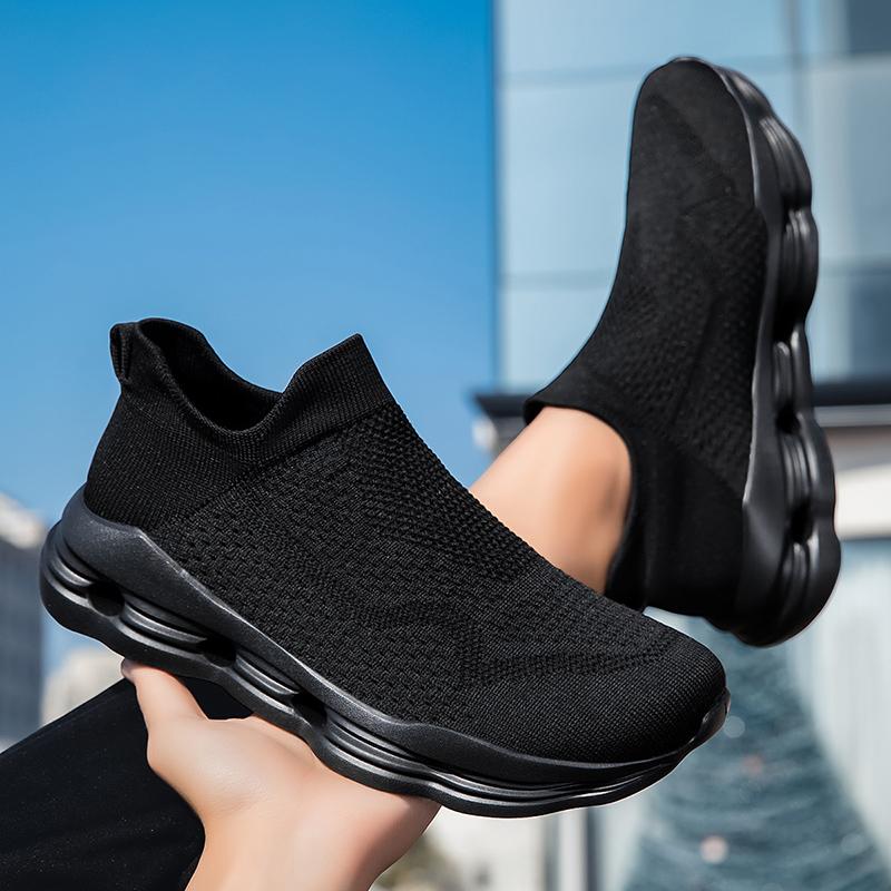 Women's Blue Black Khaki Sport Shoes Men Casual Lightweight Slip On Walking Socks Shoes Couple Jogging Sneakers