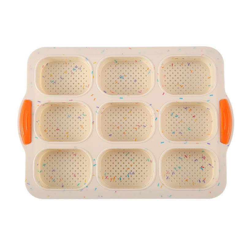 9-Cavity Non-Stick Silicone Oval Baguette Cake Mold for DIY Bread and Baking