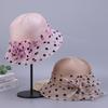 Polka Dot Top Hat Women's Summer Dome Organza Flower Socialite Style Foldable Fisherman Hat Sun Protection Large Brim