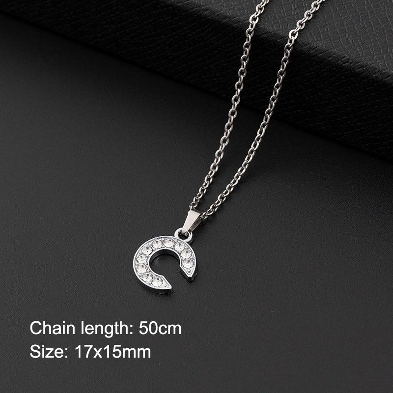 Women Shining Zircon A Z Letter Pendant Necklace 1Pcs Adjustable Clavicle Chain Personalized Jewelry for Birthday Present