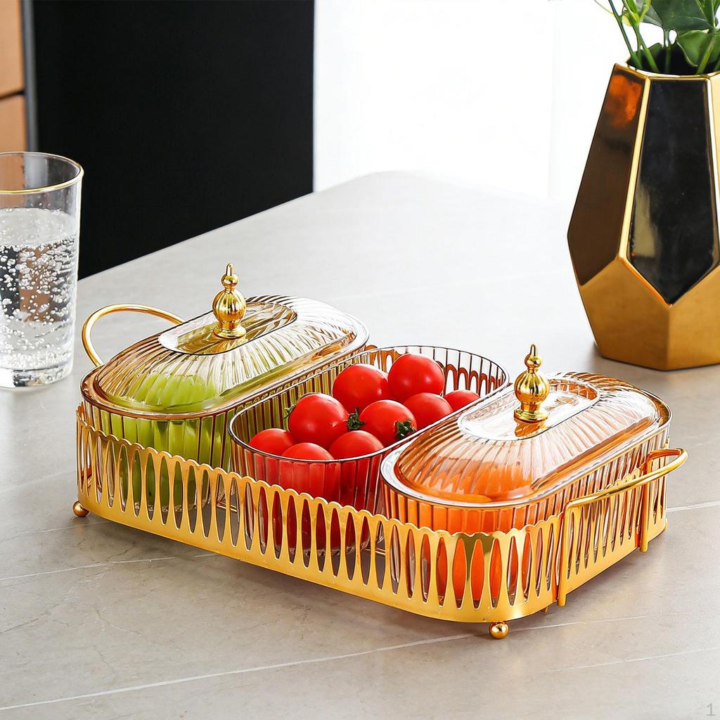 Dessert-Teilteller Trockenfrüchte-Schale Fächer Vorspeisen-Servierplatte Geteilter Snack