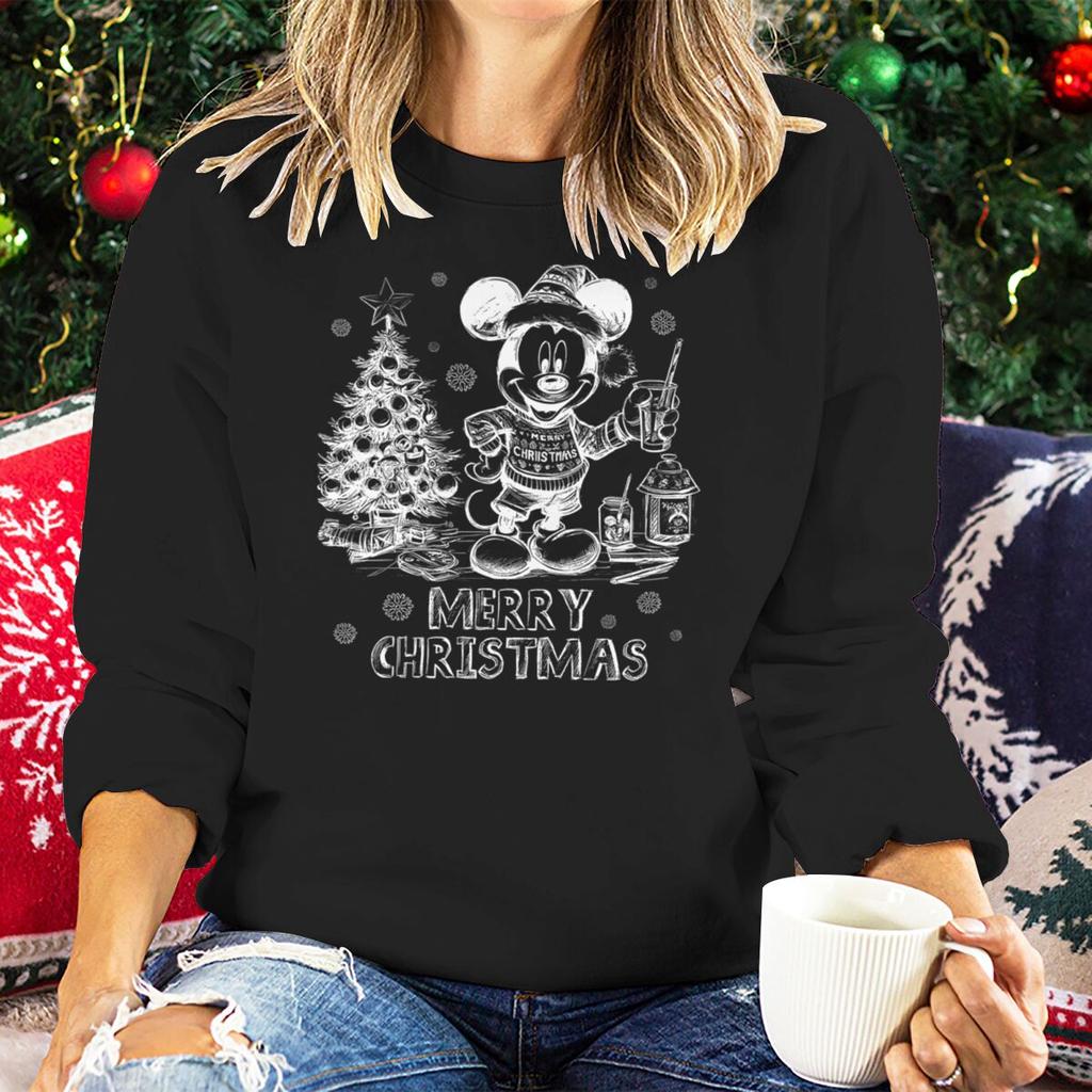 Vintage Retro Christmas Mickey Mouse Sweatshirt for Women Festive Holiday Wear Clothes Merry Christmas Party Matching Sweatshirt