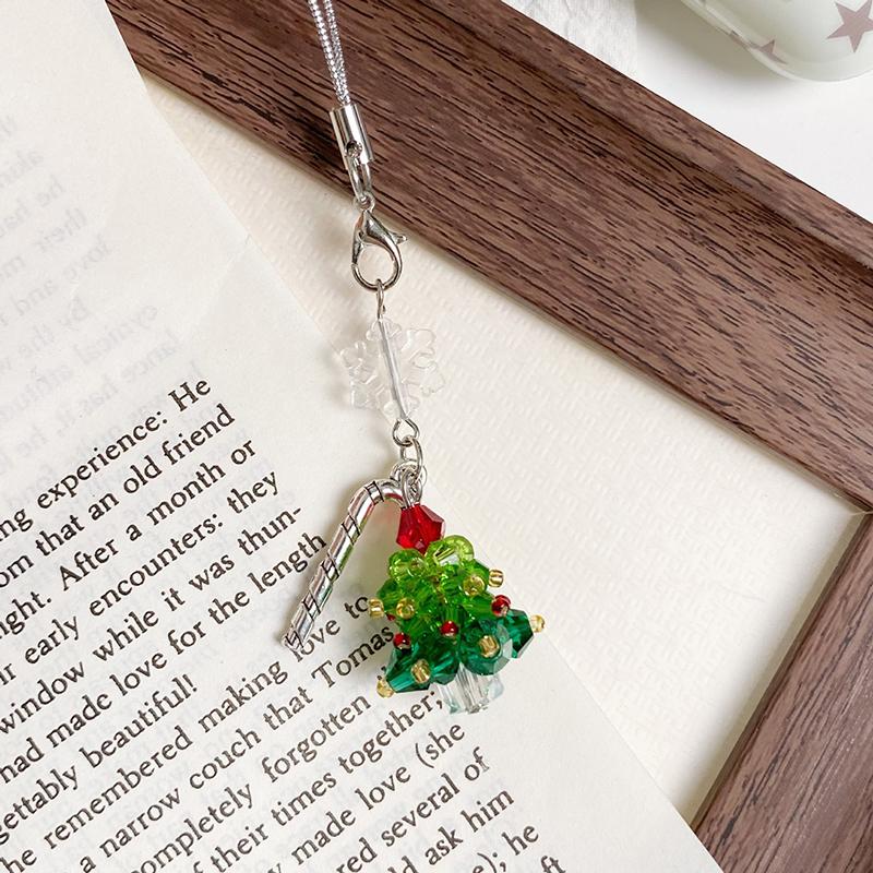 Y2K Trendy Christmas Tree Keychain Cute Star Tassel Keyring Pendant Ins Style Aesthetic Girly Phone Lanyard Bag Charms Xmas Gift