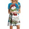 Funny Female Christmas Party Snowman Dress 2026 Fashion Cute Christmas Style Loose Dress Oversized Casual Short-sleeved Mini Dress
