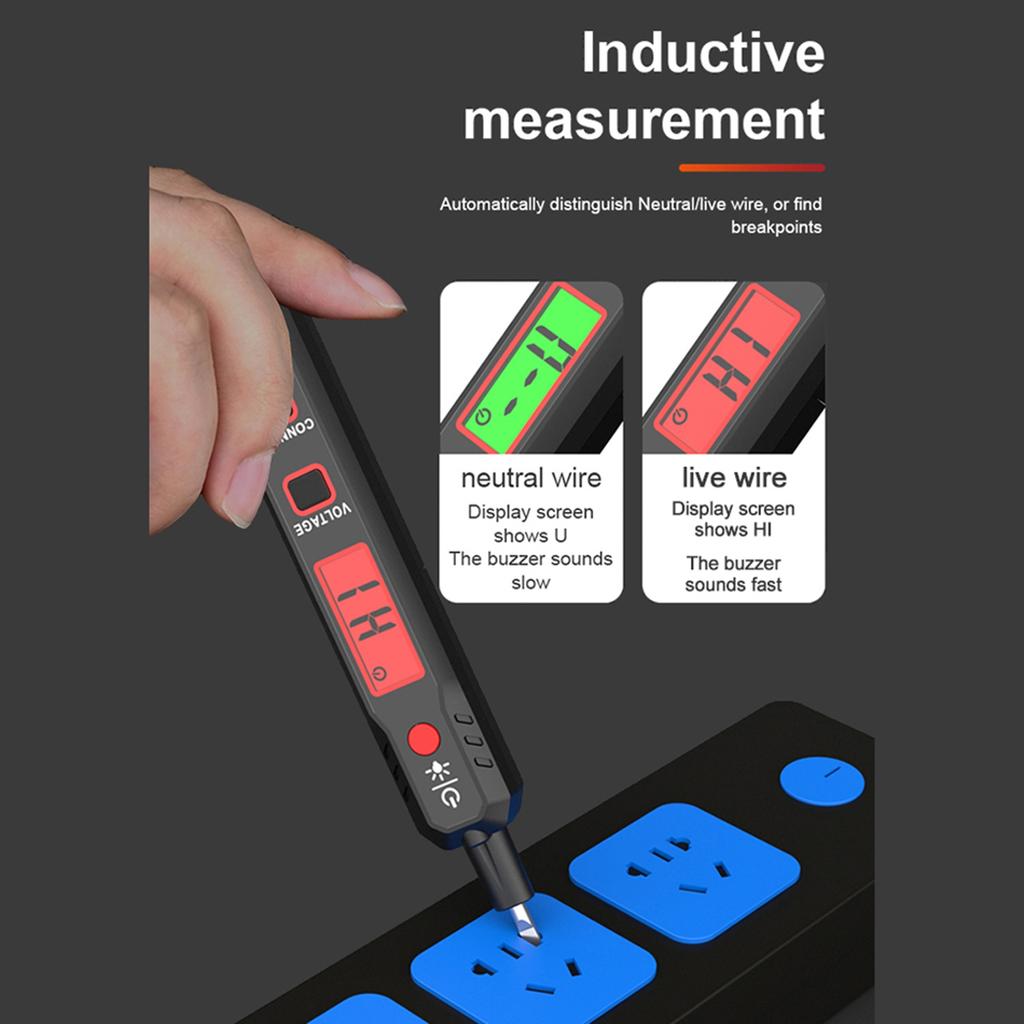 HABOTEST HT89 Voltage Tester AC 12 300V Contact Voltage Detector for Live Null Wire with Flashlight LCD Display