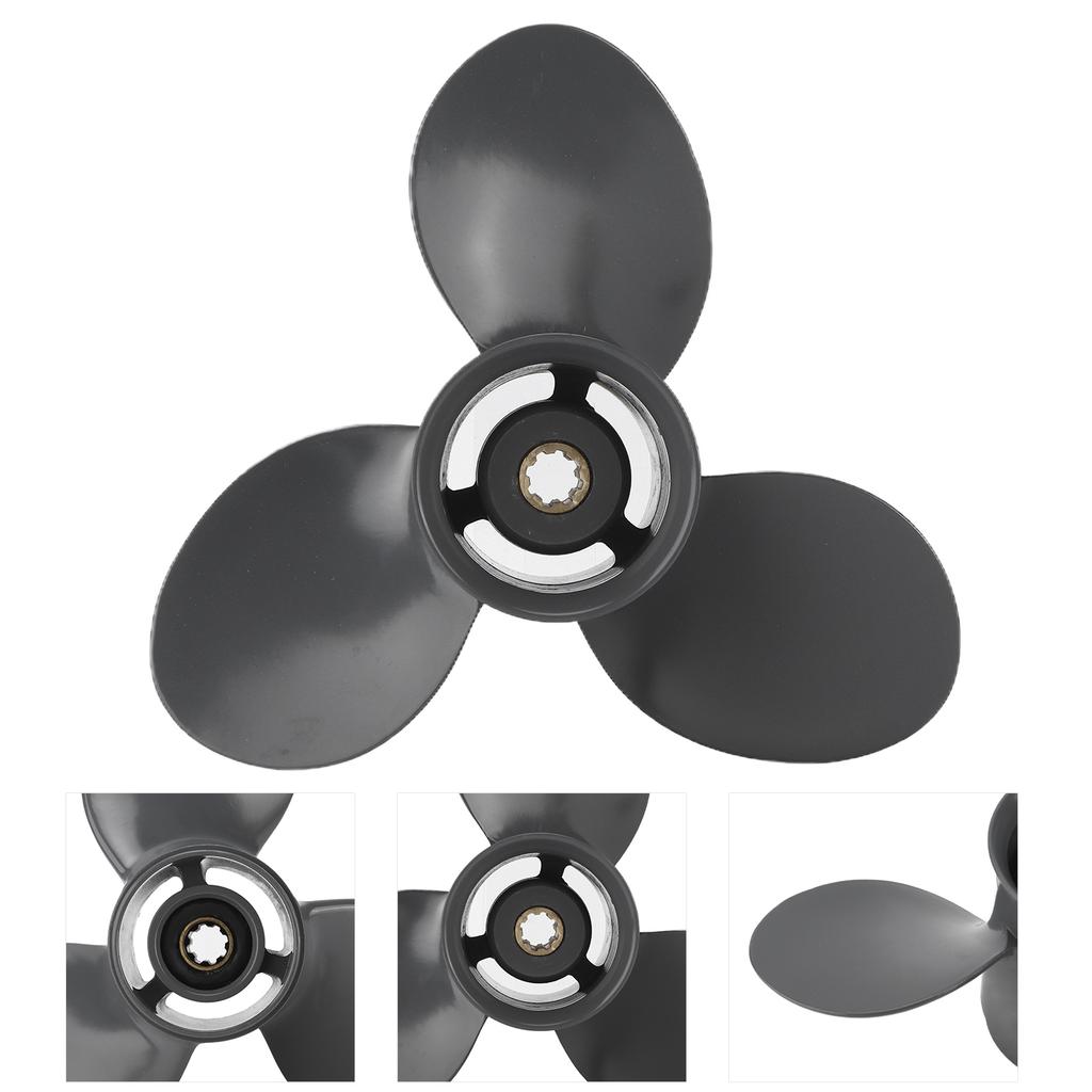 Outboard Propeller 3 Blades 9 1 4in Diameter 10 Tooth RH Rotation Replacement for 8‑20HP 2‑1 2in Gearcase