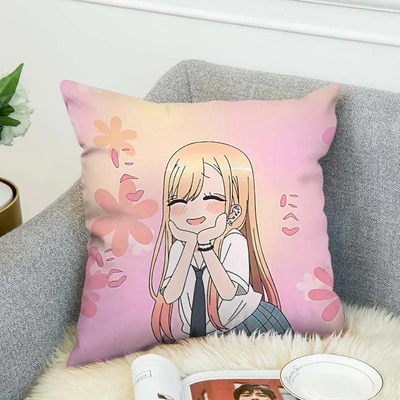 Pilow Cases Kitagawa Marin Couple Pillow Pillowcases 50X50 Decorative Pillows For Sofa Car Decoration Cushion Cover Luxury Anime