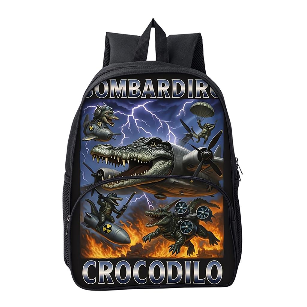 Hot Italian Brainrot Print Round Front Pocket Backpacks for Boy and Girls Best Gifts 2D Flat Cartoon School Bag for Children