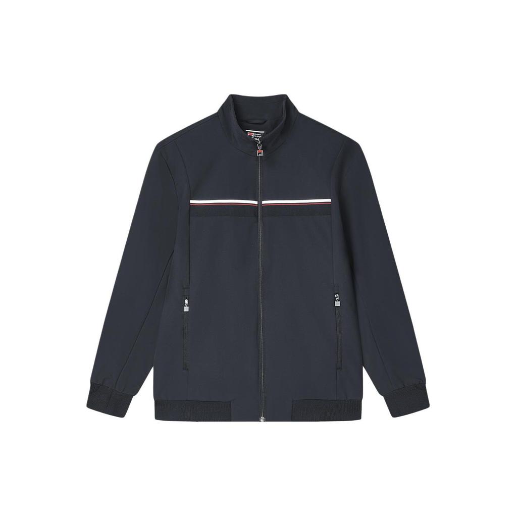 Fila Solid Color Stand Collar Casual Knitted Long Sleeve Jacket Men Jackets Dark-Blue F11M411503F-NV