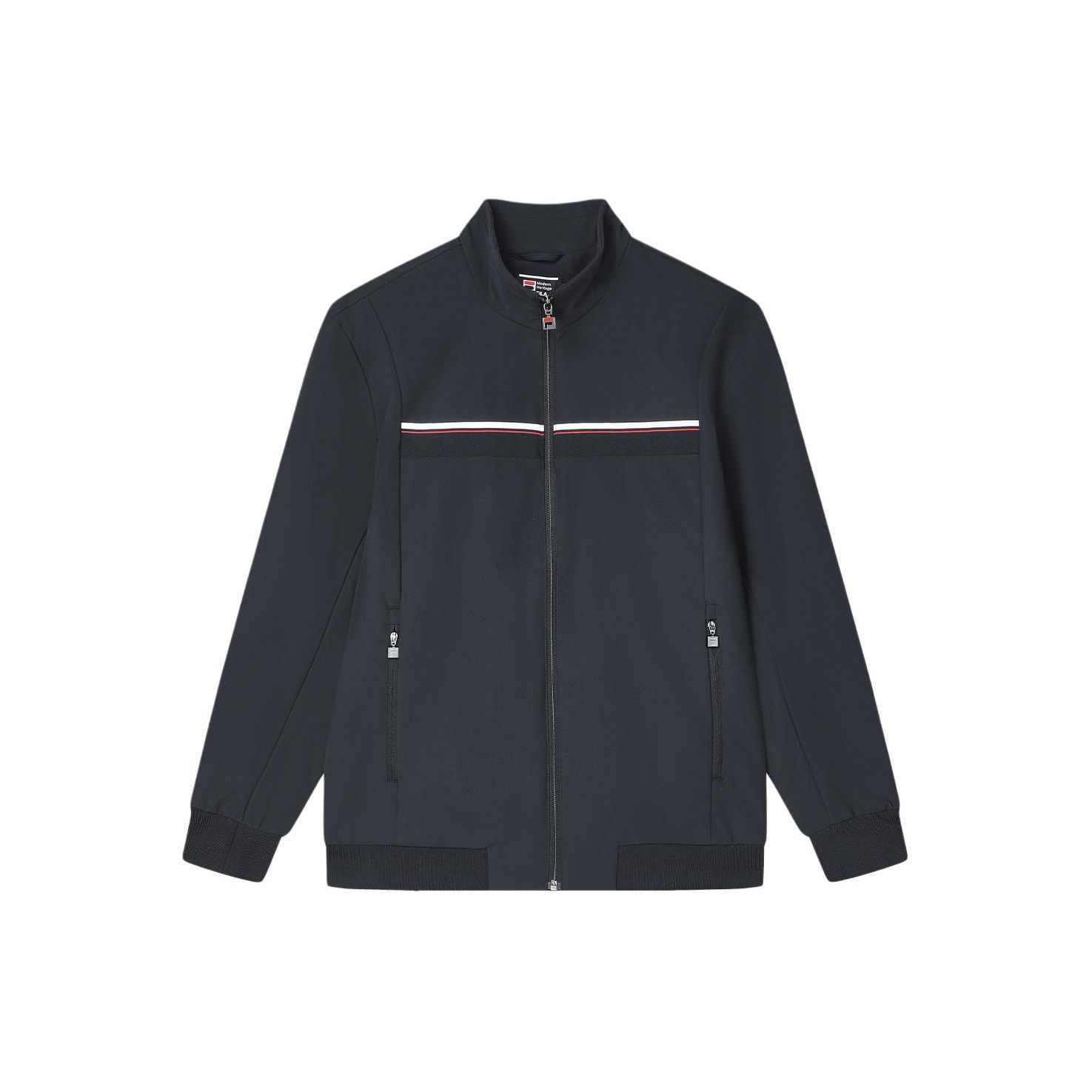 

FILA Solid Color Stand Collar Casual Knitted Long Sleeve Jacket Men jackets Dark-Blue F11M411503F-NV L