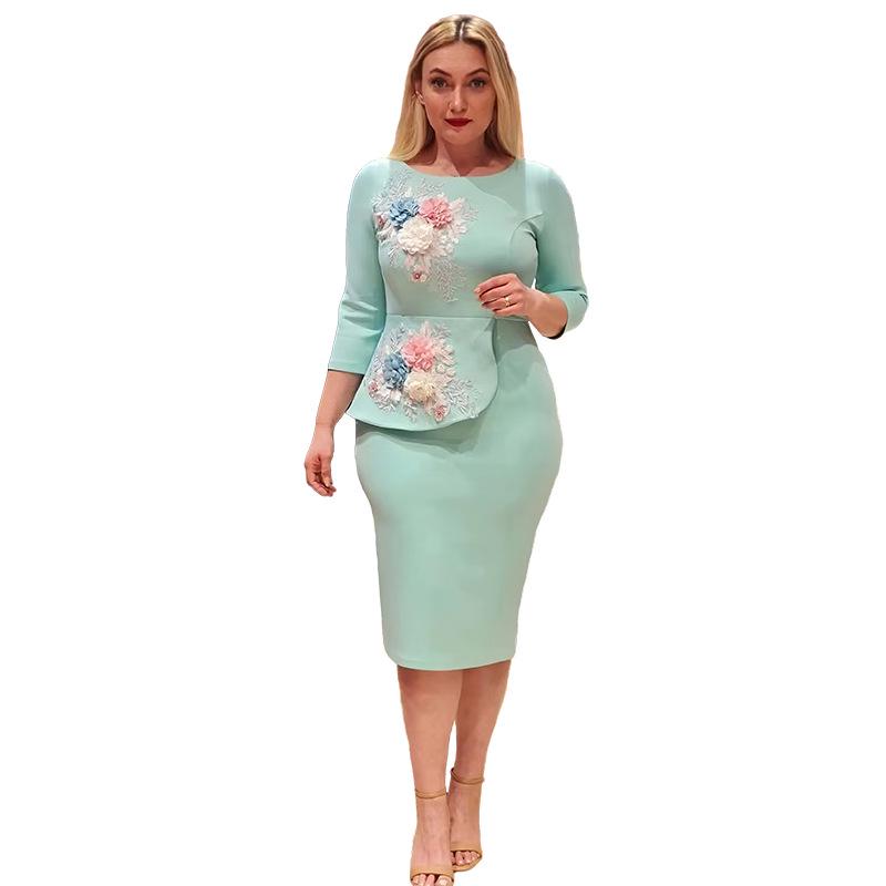 Elegant Women's Embroidered African Dress - European & American Style 8834