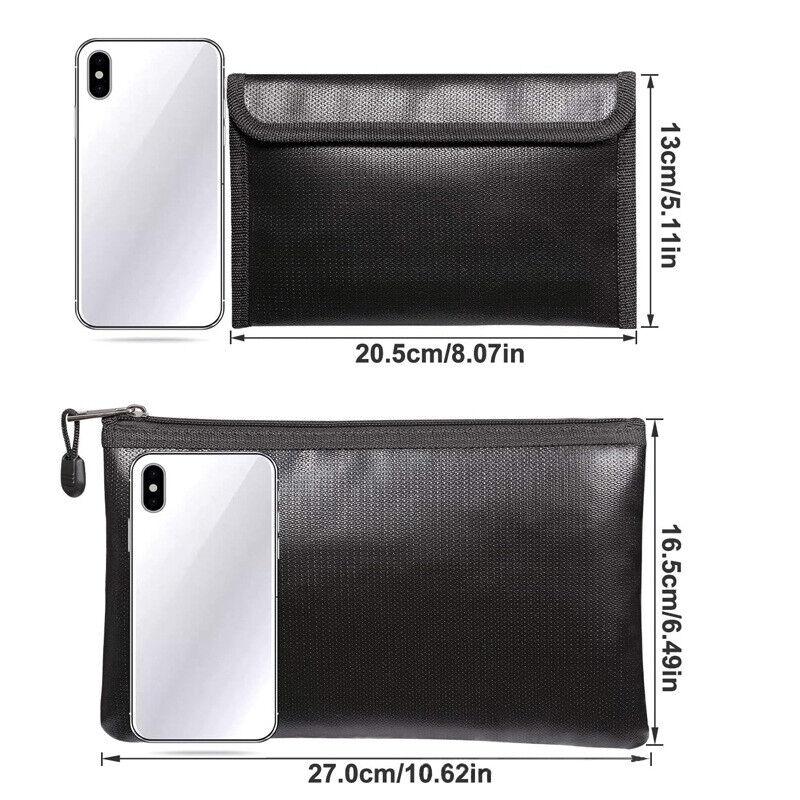 1PC Black Fireproof Faraday Bag for Car Keys File Safety Bag Protection Waterproof Portable File Storage Bag For Money Passport