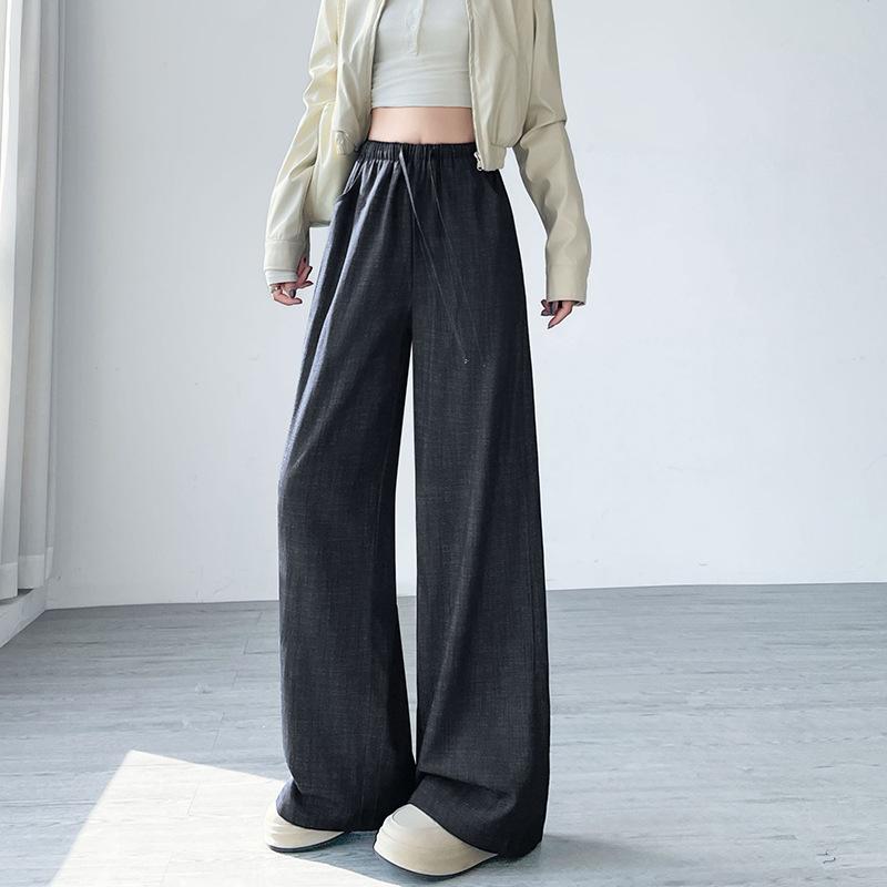 Women s High Waist Wide Leg Pants in Dark Blue and Black S