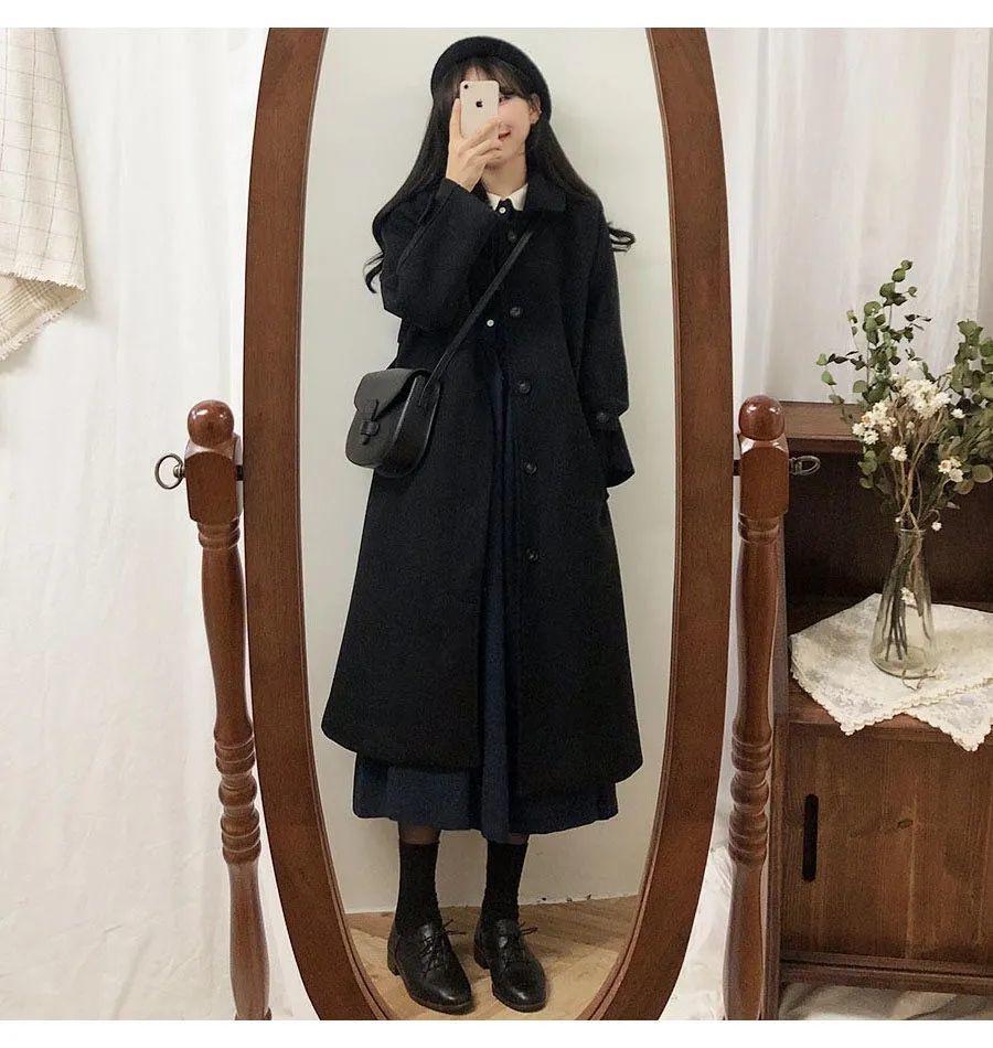 Women's Mid-Length Maoni Coat: 2025 Winter Korean Style, Thickened Slimming Over-the-Knee Woolen Coat