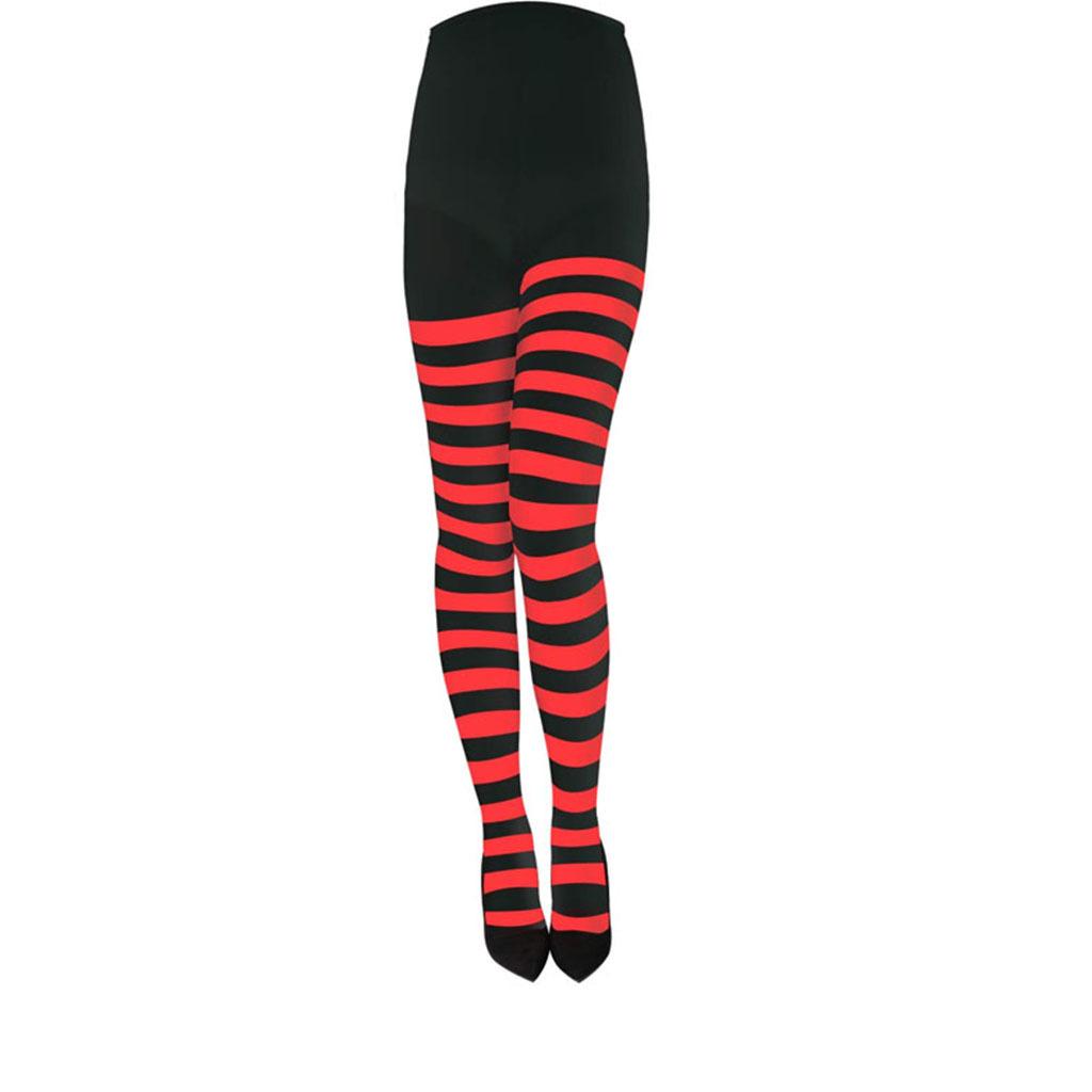 

Goth Style Punk Women Striped Pantyhose Rainbow Long Tights Halloween Christmas Party Makeup High Waist Cosplay Stockings Tights One Size