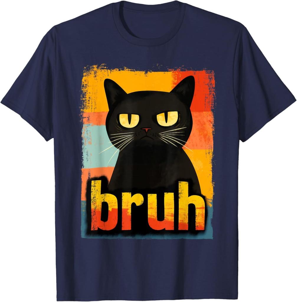 Funny Cat Bruh for Teens Boys Girls Men Women Meme Cotton TShirt Fashion Casual Vintage Graphic T Shirts Outdoors Shortsleev