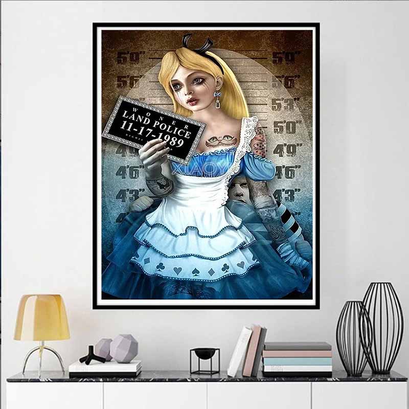 Disney Diamond Painting Dark Themed Alice In Prison Photo Art Wall Decoration Fulldiamond Cross Stitch DIY Gift Home Decoration