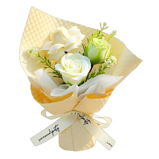 3 Heads Mini Artificial Rose Soap Flower Bouquet Preserved Rose Flower with Aromatherapy Valentine s Day Gifts for Women Mom Wife Birthday Anniversary жёлтый