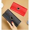 Women's long leather wallet with large capacity and genuine leather
