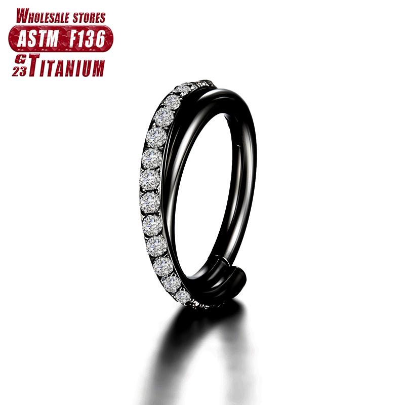 F136 Titanium Piercing Double Layered Triple Stack Hinged 16g Zircon Nose Ring Helix Cartilage CZ Small Cartilage Septum Clicker