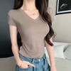 Summer Short-sleeve T-shirt for Women Fitted and Slimming Luxurious Look Women's Short-sleeve V-neck