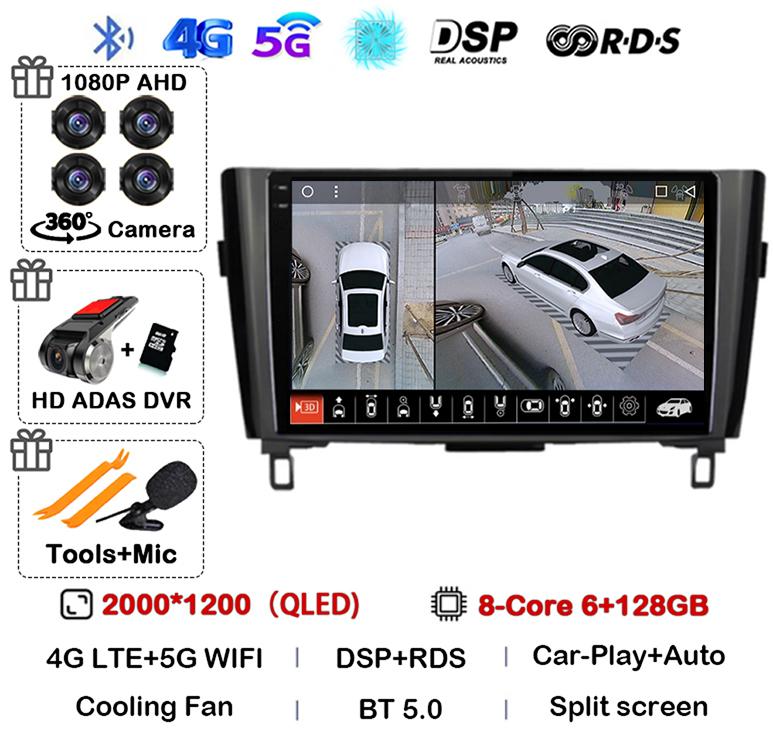 Android 14 Carplay Auto For Nissan X-Trail xtrail X - Trail 3 T32 Qashqai J11 2013-2022 Car Radio Multimedia Player GPS Stereo