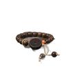 Golden Silk Phoebe Wood Bracelet with Ghost Flower Pendant - Unisex Cultural Prayer Beads