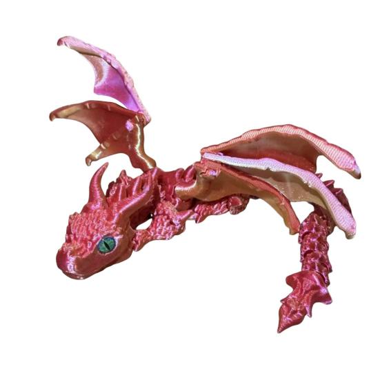 3D Printed Winged Dragon Articulated Dragon Fidget Toy with Horns Dragon Model with Flexible