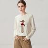 Women's Elegant Autumn 2026 Embroidered Cashmere Sweater - Round Neck, Loose Fit, Slimming and Warm Base Layer