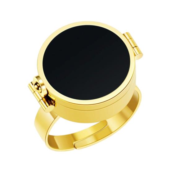 Lipstick Ring Stainless Steel Opening Adjustable Ring with Hollow Carving Box Design Lip Care Emergency Storage Ring Miniature Storage Accessory