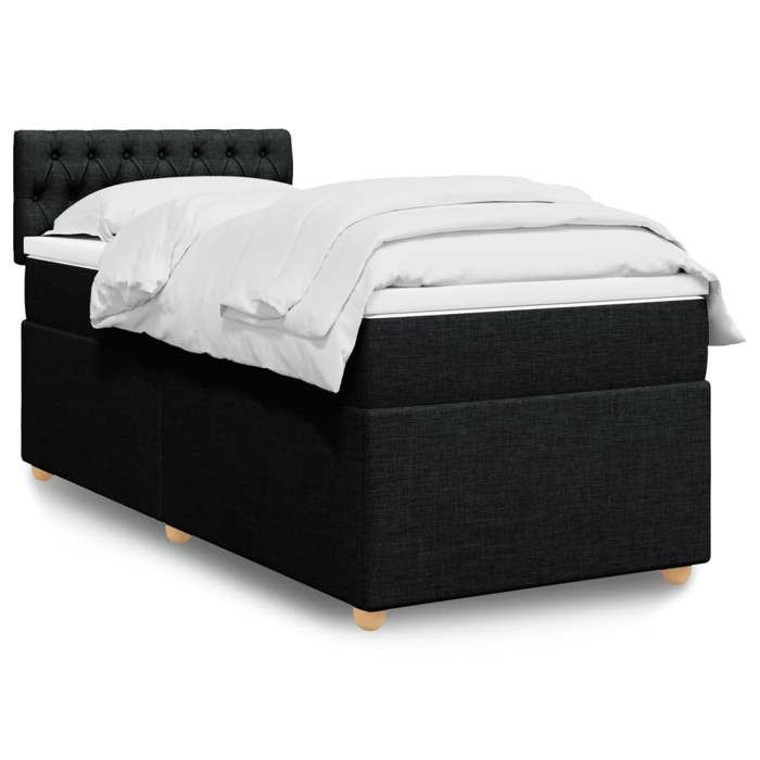 Maison Exclusive - Sommier à lattes de lit avec matelas Noir 90x190 cm Tissu